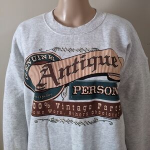 Vintage Genuine Antique Person Gray Crewneck Sweater, Men's Large